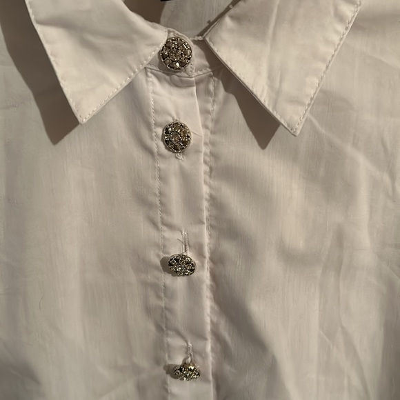 A LOVE STORY WHITE COLLARED BUTTON UP BODYSUIT SIZE XL NEVER WORN - Picture 4 of 5